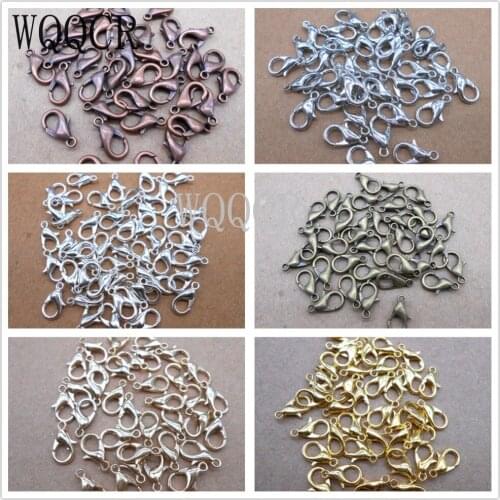 6 color select 12*6mm 50pcs/lot Fashion Jewelry Findings,925 silver/gold lobster clasp Hooks for necklace&bracelet chain