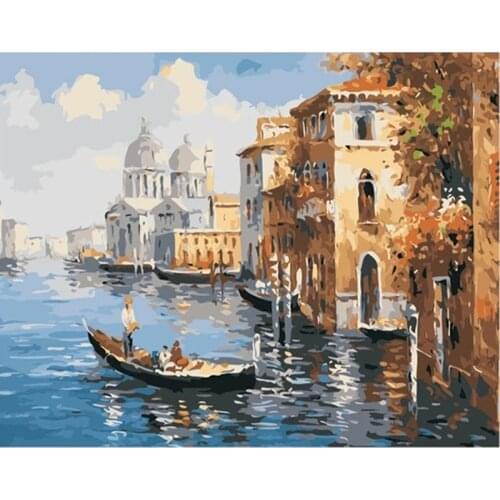 60x75cm Oil Painting By Numbers Venice DIY Paint By Numbers On Canvas Landscape Frameless Digital Hand Painting Decor Art