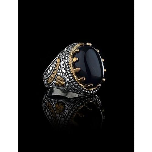 Agate Stone 925 Sterling Silver Men Ring Jewelry for Men