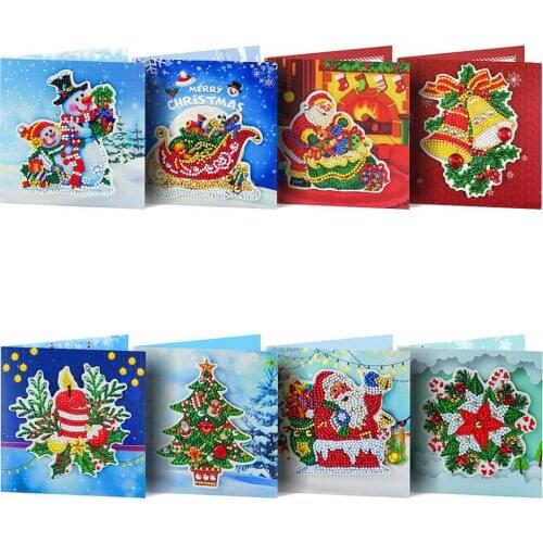 Diamond Painting Greeting Cards Cartoon Christmas Birthday Postcards 5D DIY Kids Festival Embroidery Greet Cards Gift
