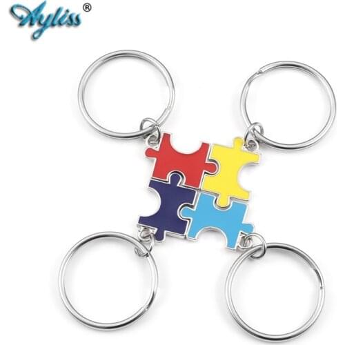 Ayliss Jigsaw Puzzle Piece Keyrings for Women Men Girls Boys Rainbow Multicolour BBF Best Friends Friendship Famliy Keychains