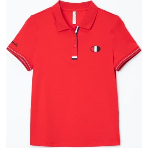 Baharcelin 2019 Summer Embroidery Slim Polo Shirt Tops women Girl Turn-down Collar Short Sleeve sports casual Polo Top clothes