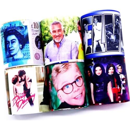 Free shipping 50 yard cartoon printed grosgrain ribbon 33320