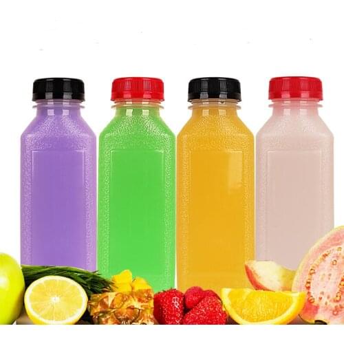 Scrub Bottle Empty Clear Plastic Juice Bottles Milk Bottles with multicolor lid for Storing Juices LX7272