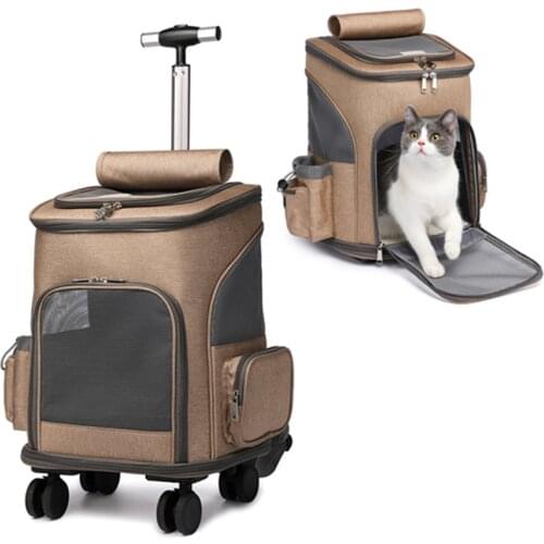 Pet trolley case cat backpack dog dog wagon cat transport cage adjustable detachable folding dog carrying backpack