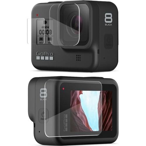 Vamson for Gopro Hero 8 Black Tempered Glass 9 pcs Protector Cover Case LCD Screen Protective Film for Gopro Hero 8 VP720 -F