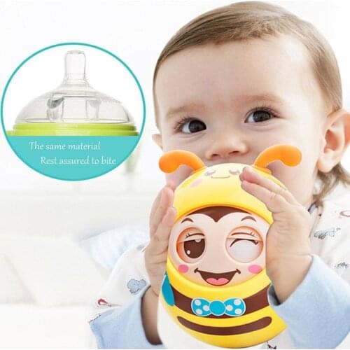 Baby Rattles Mobile Doll Bell Blink Eyes Tumbler Roly-poly Silicon Teether Toy Fun For Newborns Gift Baby 0-12 Months Toys