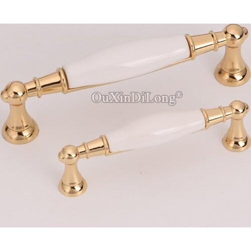 Brand New 10PCS European Ceramic Gold Furniture Handles Drawer Pulls Cupboard Wardrobe Kitchen Cabinet Pens Knobs and Handles