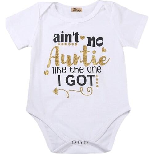 Hi Hi Baby Store Summer Newborn Kids Baby Boy Girl Letter Print Cotton Short Sleeve Bodysuit