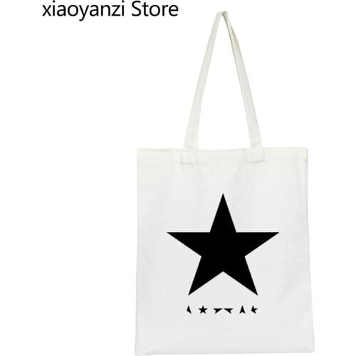 2021 black star Men Women Shoulder Canvas Bag high quality streetwear casual hipster Eco Reusable Shopping Bag Student Book Bags