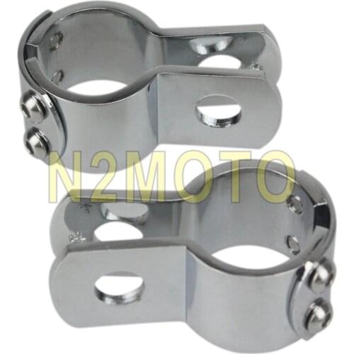 Chrome Highway Crash Bar 1-1/4" Footpeg Clamp 1.25" 32mm Engine Guard Footrest Clamp Mount for Harley Cafe Racer Dyna Custom