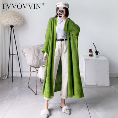 TVVOVVIN Cardigan Winter Sweater Women Extra Long Loose Wool Thick Womens Knitwear 2020 Spring Solid Long Sleeve OverCoat B402