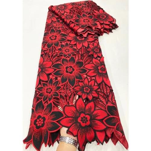 Black White African Cord Guipure Lace Fabric 2021 High Quality Chiffon Lace Nigerian Water Soluble Lace Fabrics For Party