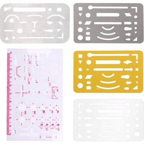 Lmzay 5 Pcs Templates Measuring Geometry Rulers Shape Stencils Drawing Set For Office And School Drawings Drafting