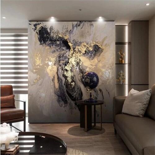 Beibehang Custom wallpaperNew Chinese abstract golden mood Marbled Landscape Ink background wall 3d wallpaper papel de parede