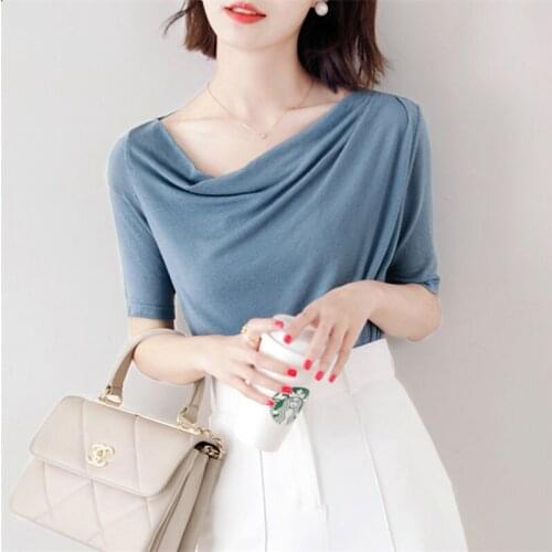 Solid Color Shirt Women Cotton Fashion Loose Tops Breathable Half Sleeve Soft Office Basic Shirts Bottom Blouse Plus Size M-7XL