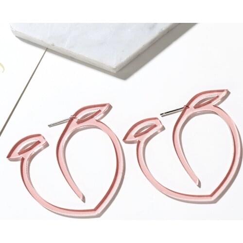 Peach Clear Earrings Tarnsparent Pink Earrings For Girls Dangle Earrings Hollow Out Juicy Peach Drop Earrings Acrylic