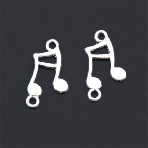 30Pcs Silver Color Musical Note Charms Music Symbo Connector Making Setting Bracelet Handmade Jewelry Crafts 21X12mm A3185