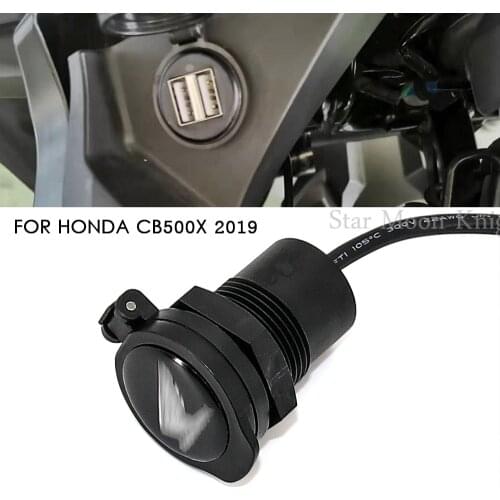 Socket Splitter 2 USB Charger Cover Car Charger with Led Light Power Adapter Motorcycle Socket Mount For Honda CB500X 2019