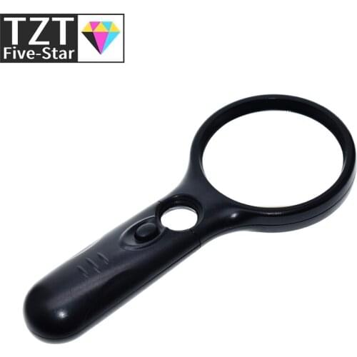 Handheld 3X 45X Illuminated Magnifier Microscope Magnifying Glass Aid Reading for Seniors loupe Jewelry Repair Tool With 3 LED