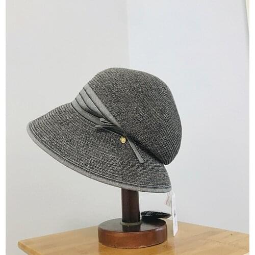 Fibonacci Women Straw Hats Ribbon Bowknot Fold Summer Hats Ladies Wide Brim Sun Hat Sun Protective Cloche Fine Braid Hat UPF 50