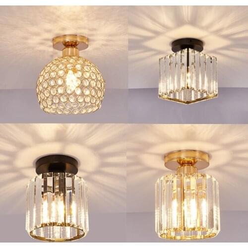 Nordic crystal square round ceiling light led aisle light luxury entrance hallway light surface mounted downlight modern simple