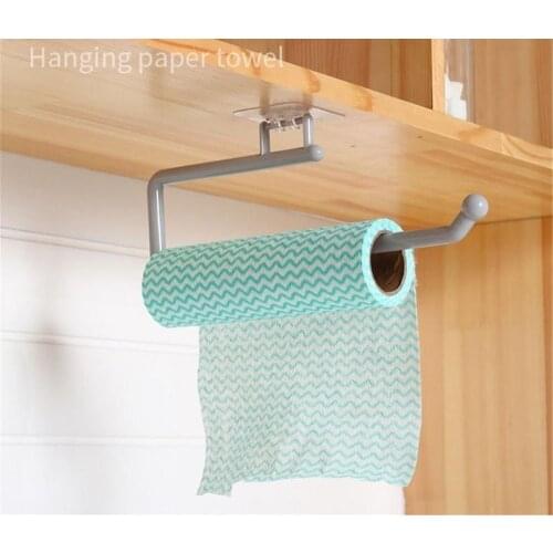 Paper Towel Rack Tissue Hanger Kitchen Bathroom Wall Mounted Towel Storage Rack Organizer Shelf