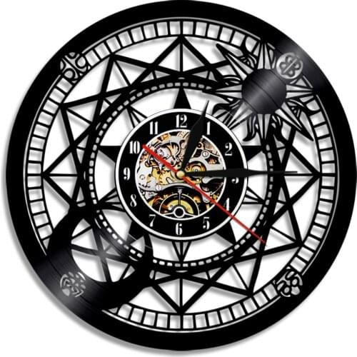 Jupiter Vinyl Record Wall Clock Wall Watch Sun and Moon Retro Star Vinyl Record Wall Clock Cosmographical Clock Astrology Gift