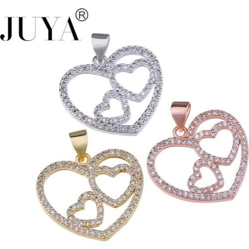 Micro Pave Zirconia Jewelry Geometric Heart Charm Pendants Accessories For Jewelry Making DIY Bracelet Necklace Women breloque