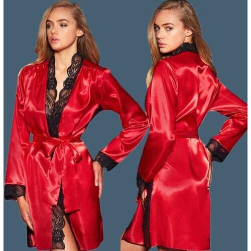 Autumn Sexy Home Dresses Women New Fashion Plus Size Nightgowns Sleepshirt for Ladies Lace SleepWear Silk Nighty Sleeping Dress