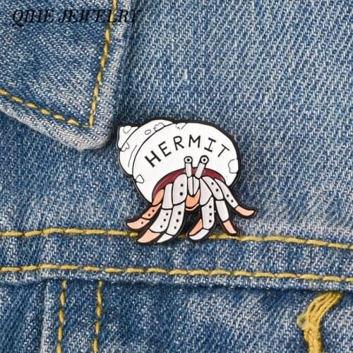 QIHE JEWELRY Hermit crab pin Animal brooches The Hermit Jewelry Salty Sea Cuties Badges Introverting Feel Better At Home