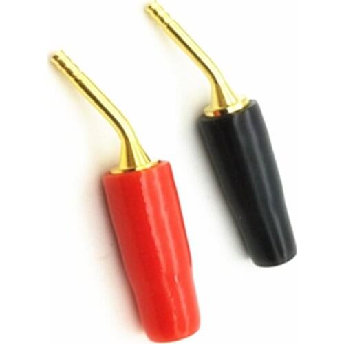10pcs/lot Golden Plated Bend Pin Wire Screws Lock 2mm Banana Plug Connector For Musical HiFi Audio