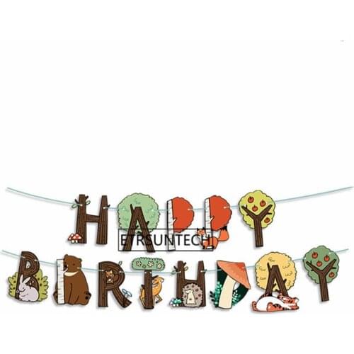 100pcs Jungle Woodland Theme Birthday Party Banners Forest Cartoon Animal Kids Birthday Party Favors Baby Shower Party Supplies