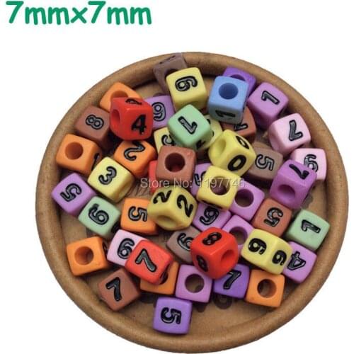 Number Beads Wholesale Colorful 7mm 1950Pcs Mix 0-9 Number Cube Beads Acrylic neon Beads fit Jewelry making Free shipping