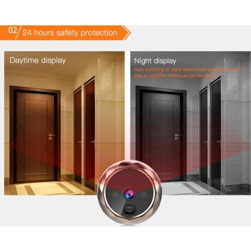 2.8 inch TF LCD Screen Digital Doorbell 90 Degree Door Eye Doorbell Electronic Peephole Door Camera Viewer Outdoor Door Bell