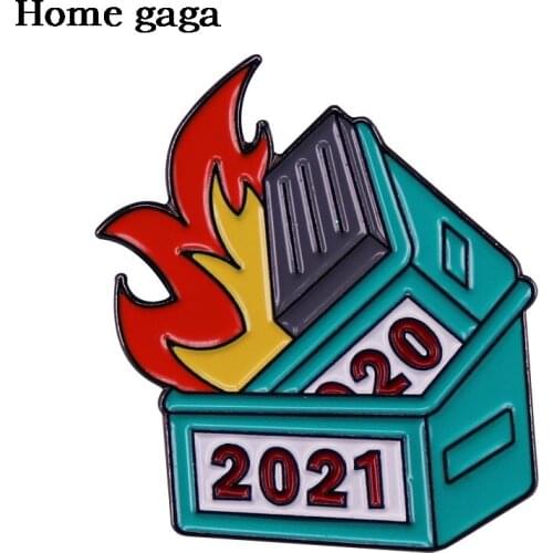 DB467 Homegaga 2021 Trash Can Cartoon Metal Brooch Button Pin Denim Jacket Pin Jewelry Decoration Badge Clothing Lapel Pin