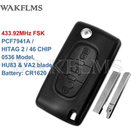 Remote Car Key For Peugeot Partner Citroen Berlingo 2008 2019 2010 2011 2012 2013 2014 2015 2016 ID46 VA2 0536 Model 433Mhz FSK
