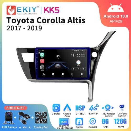 EKIY Android 10.0 Car Radio For TOYOTA COROLLA 2017 Right Hand Drive Video Multimedia Stereo Navigation GPS All-in-One Player BT