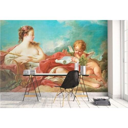 Custom mural 3d wall mural on the wall European music goddess angel background home decor photo wallpaper for living room