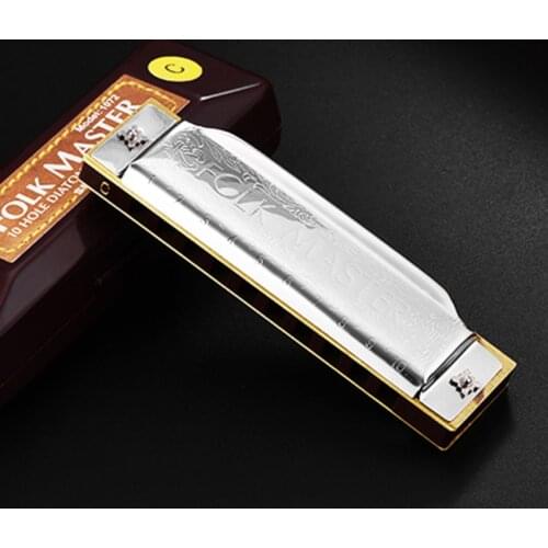 10 Holes Harmonica C Key Silvery Mouth Organ Diatonic Blues Harp Folk Master Standard Wind Musical Instruments Gifts Kids Adult