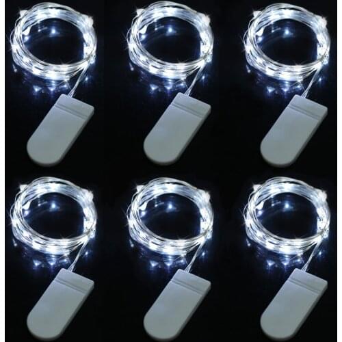 6 Pack Fairy Lights Battery Operated String Light 2M 20LEDs White Firefly Lights Starry Lamps for Costume Wedding Easter Party