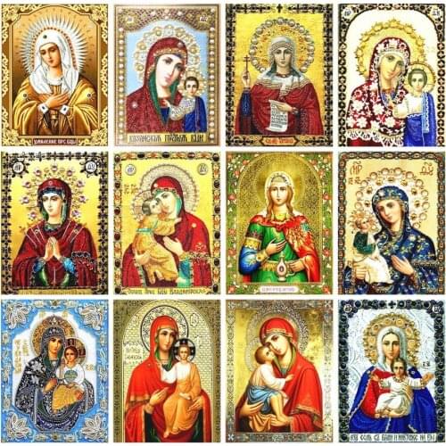 Virgin Mary Baby Diamond Painting Religion Mosaic Art Sticker Embroidery Stones Picture Puzzle Toys Kids Gifts Decor Small Size