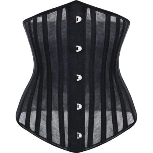 Burvogue Corsets and Bustiers Women Breathable 24 Steel Boned Corset Thin Mesh Underbust Slimming Belt Waist Trainer Corset Sexy