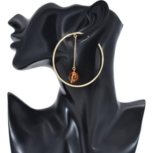 Exaggerate Big Smooth Circle Hoop Earrings Brincos Simple Party Round Beads Earrings for Women Boho Party Jewelry Gift