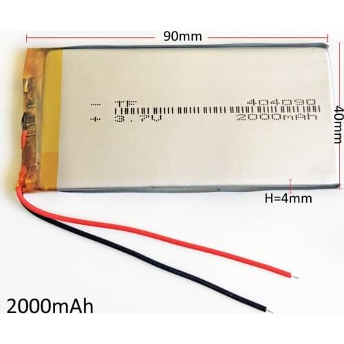 3.7V 2000mAh Lithium Polymer LiPo Rechargeable Battery Li cells power For GPS Camera speaker electronics products 404090