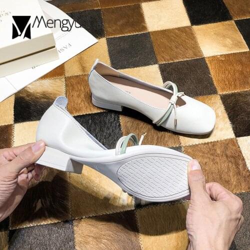 Cord Bow-knot mary janes woman genuine leather flats low heels loafers sneaker shoes women 2021 square toe soft bottom moccasins