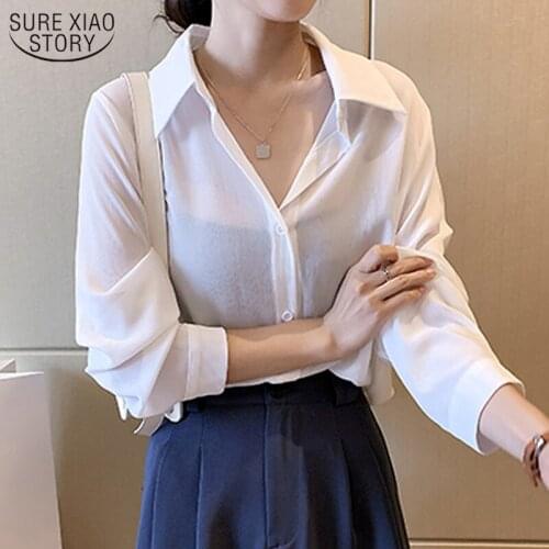 2021 Fashion Korean Clothes Sunscreen Shirts Women Summer Solid Thin Casual Plus Size Loose Long Sleeve Shirt Blusas 10504