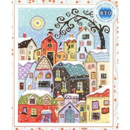 Snow Falling Town Scenery Cross Stitch Kits Crafts Top Quality Embroidery Sewing Needlework DIY 14CT Unprinted Decor Handmade