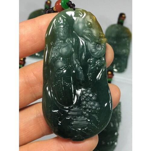 Natural Myanmar jade 7A HandCarved dragon Buddha guan yin jadeite green jade pendant jade necklace pendants jewelry necklaces