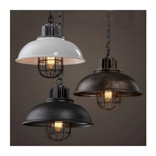 New American Industrial Loft Vintage Pendant Lights Black White Iron Edison Glass Retro Loft Vintage Pendant Lights Lamp deco